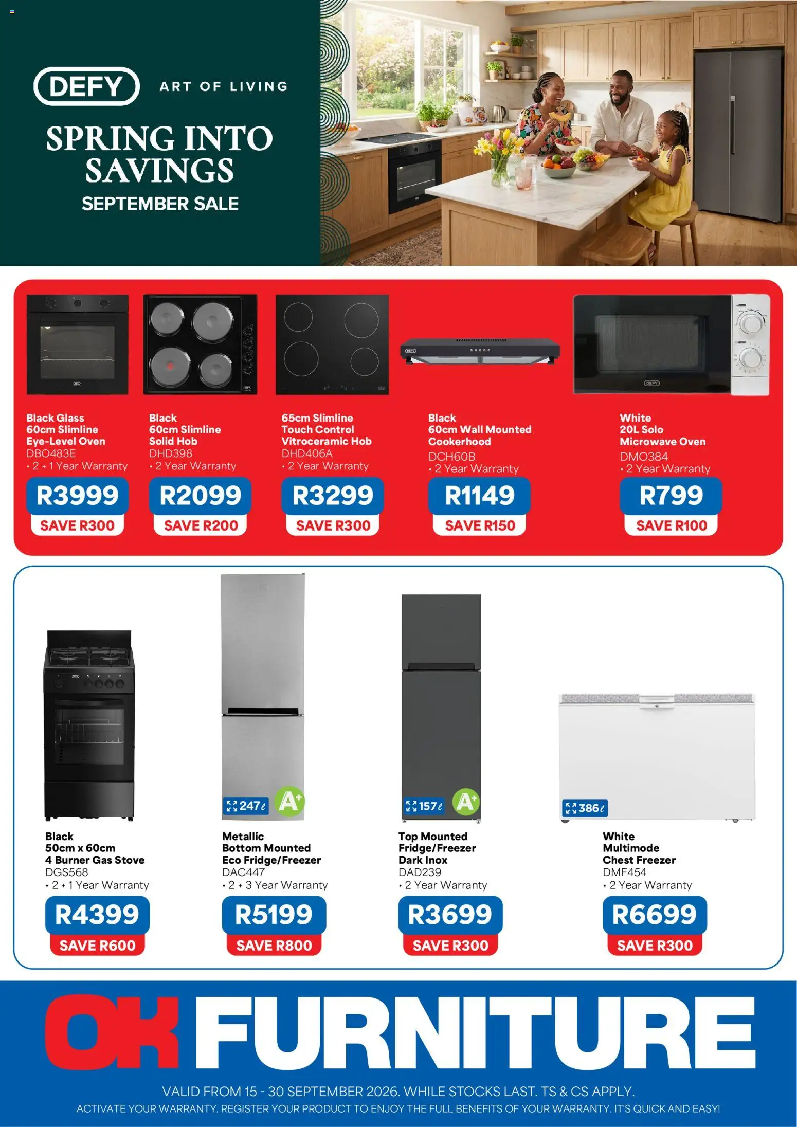 New OK Furniture catalogue – valid from 15/09/2026 | Page: 1 | Products: Oven, Hob, Gas stove, Chest freezer