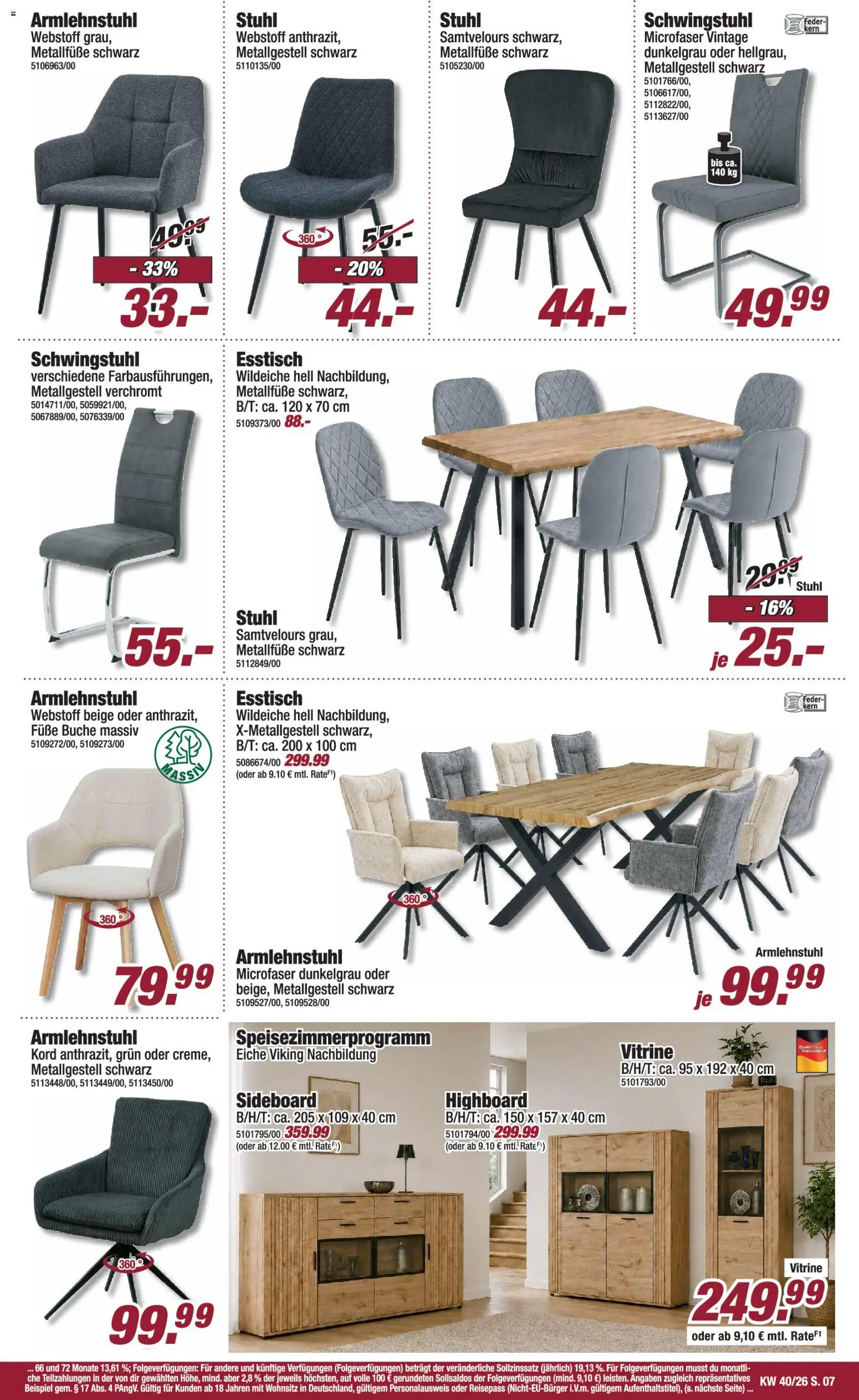 Poco Prospekt – gültig ab 27.09.2026 | Seite: 7 | Produkte: Sideboard, HIghboard, Vitrine, Stuhl