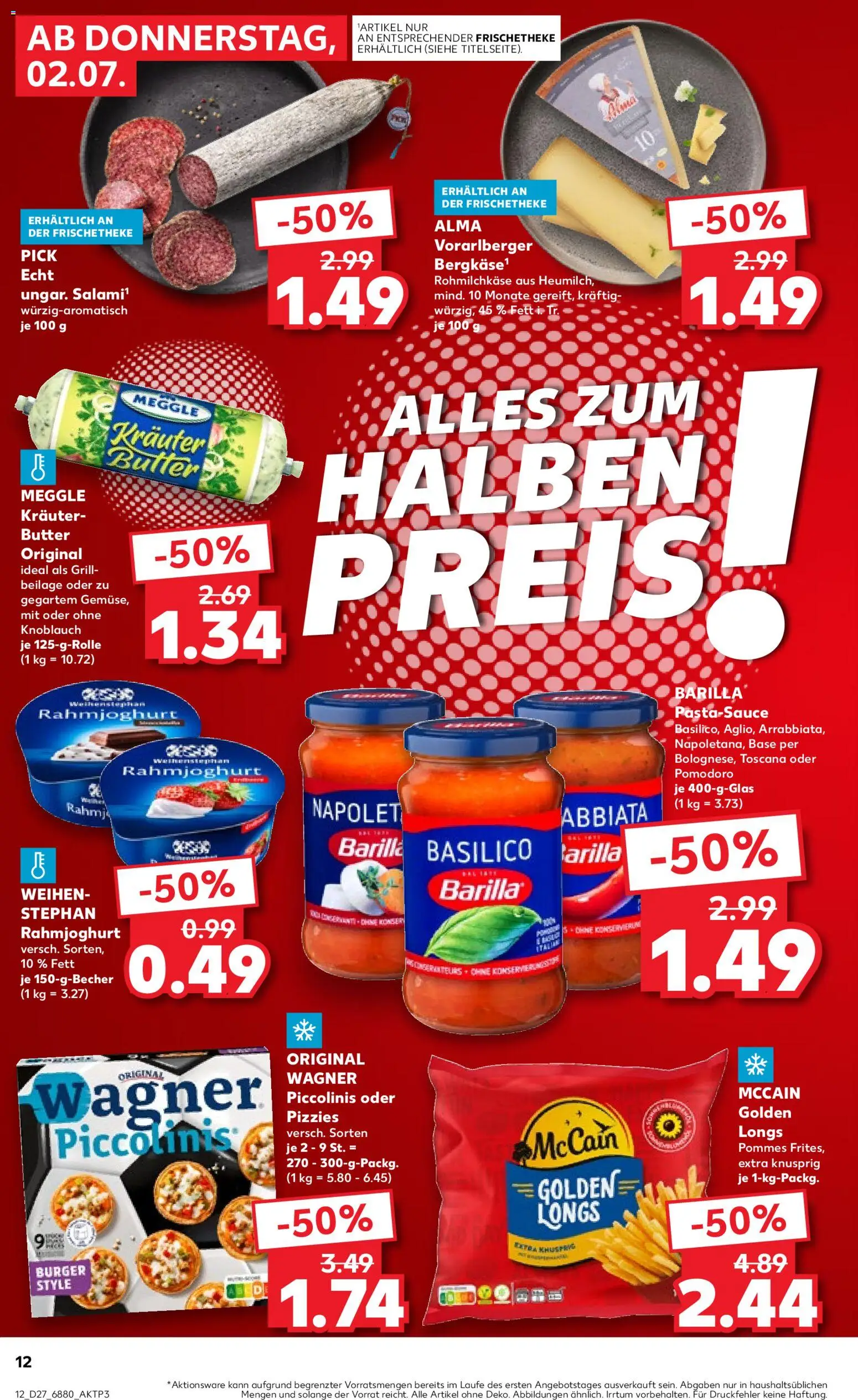 Kaufland Prospekt Völklingen – gültig ab 02.07.2026 | Seite: 12 | Produkte: Barilla, Pommes, McCain, Knoblauch