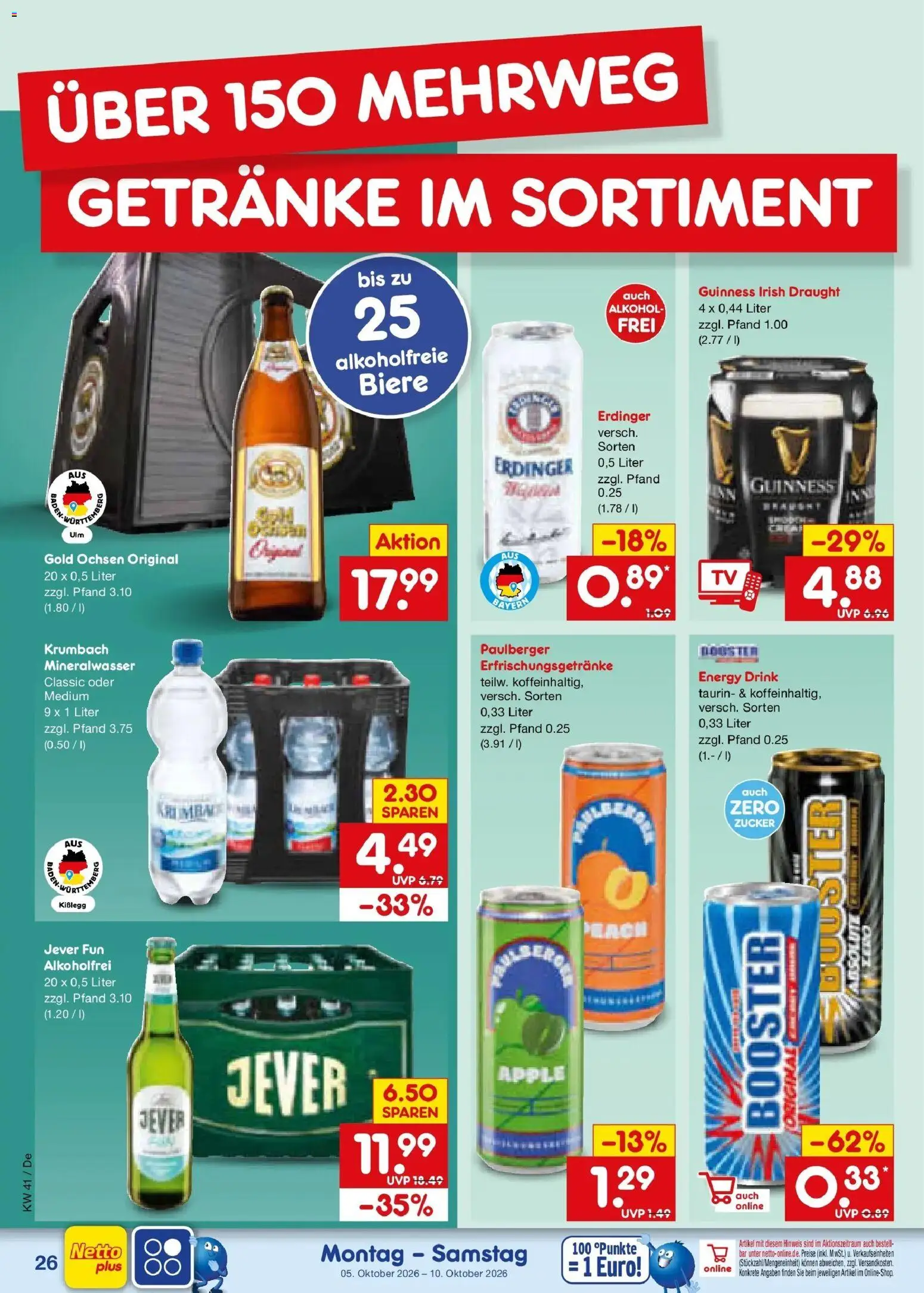 Netto Marken-Discount Prospekt Stuttgart (ab 05.10.2026) » Angebote | Seite: 30 | Produkte: Erdinger, Mineralwasser, Apple, TV