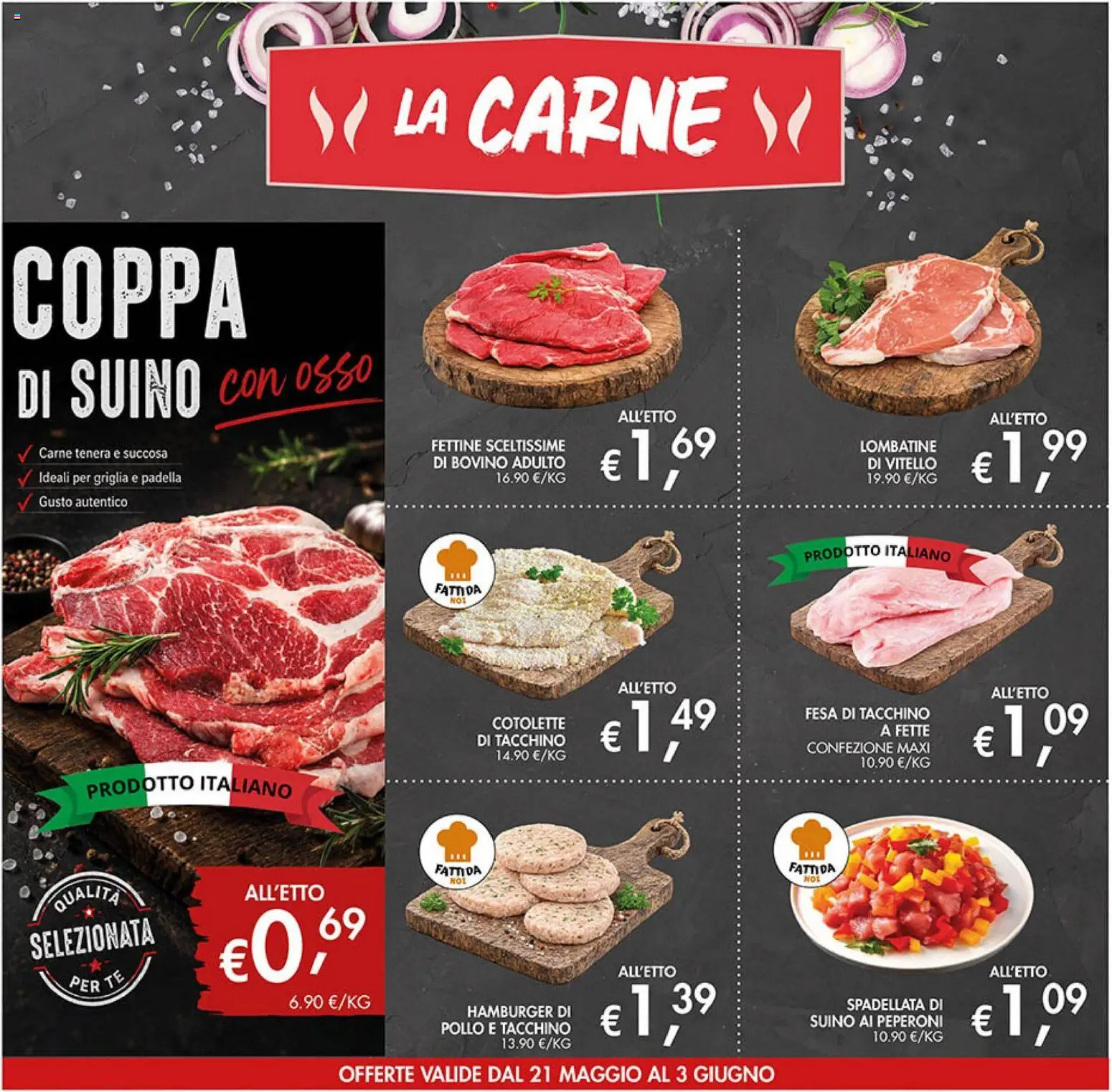 Volantino Coal del 21.05.2026 | Pagina: 6 | Prodotti: Bovino, Pollo, Suino, Hamburger