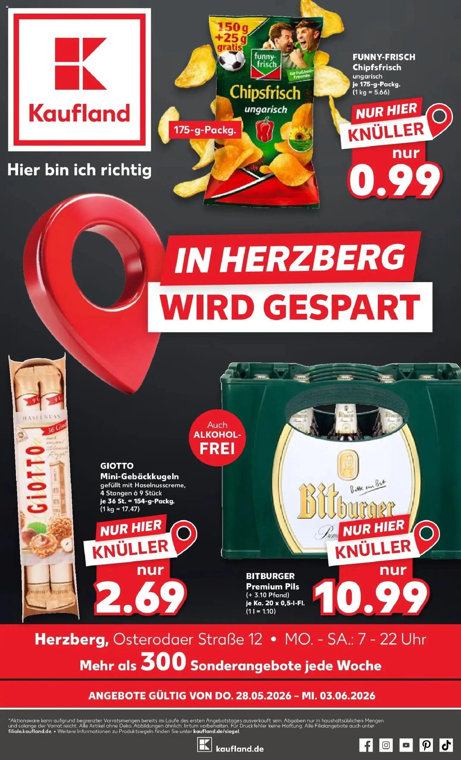 Kaufland Prospekt Herzberg (Elster) – gültig ab 26.05.2026 | Seite: 6 | Produkte: Bitburger, Pils, Chips, Uhr