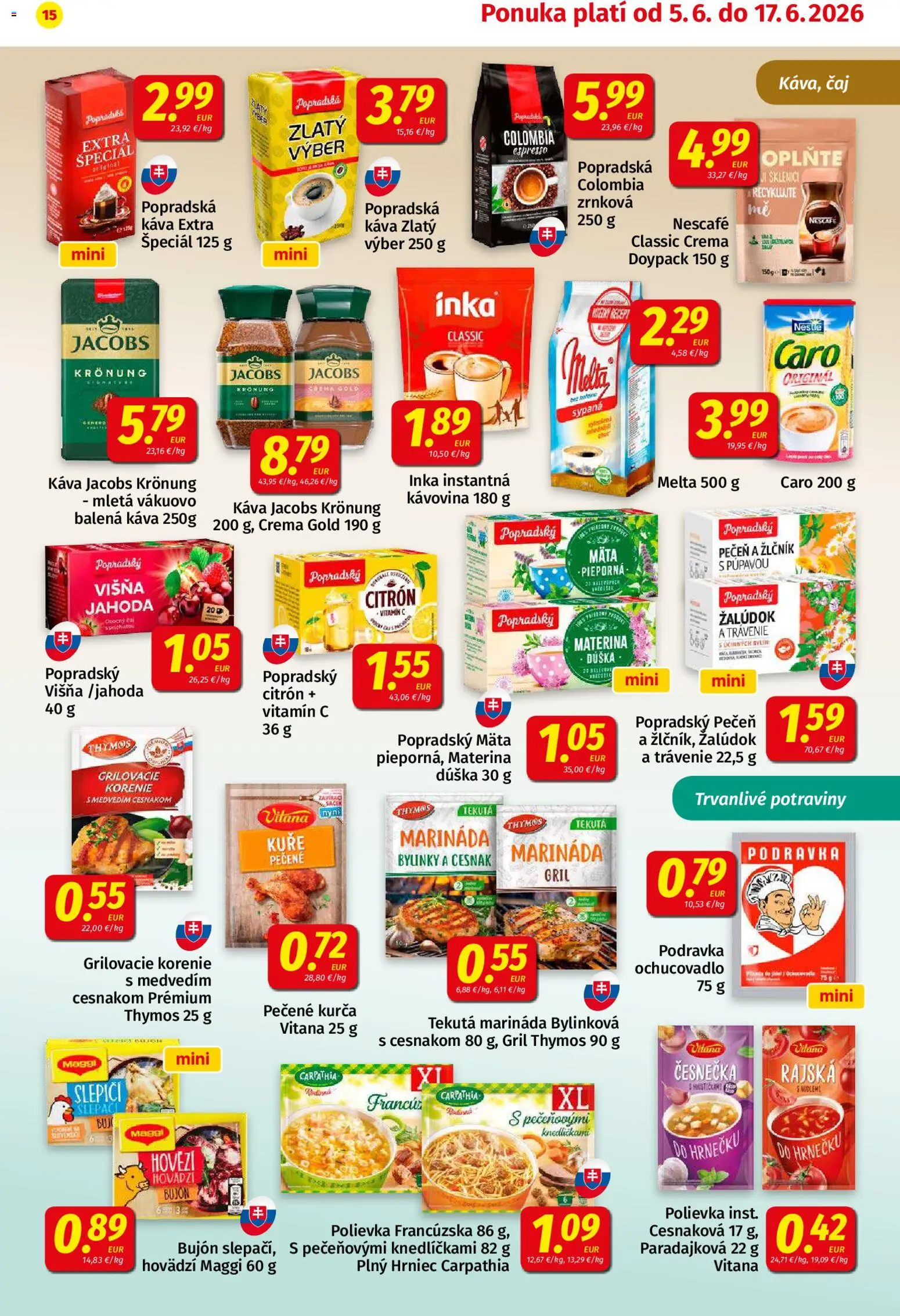 Nové Koruna akcie – leták je platný od 05.06.2026 | Strana: 15 | Produkty: Gril, Káva, Cesnak, Korenie