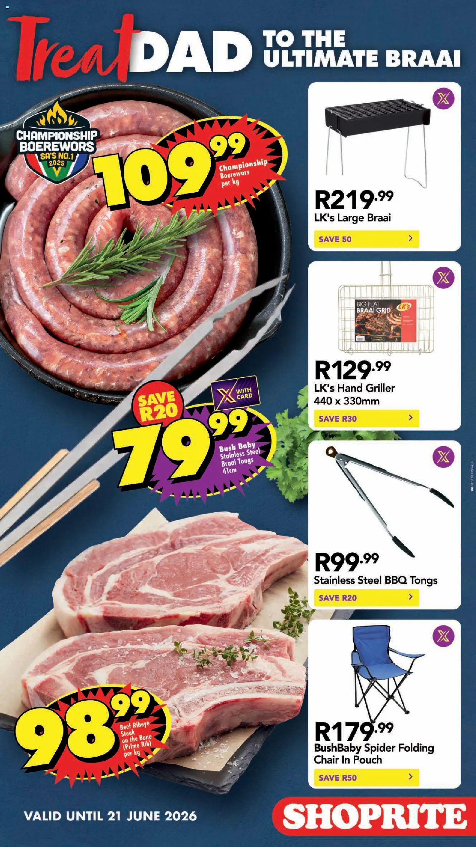 New Shoprite catalogue – valid from 15.06.2026 | Page: 2 | Products: Grill, Chair, Basket, Sausage