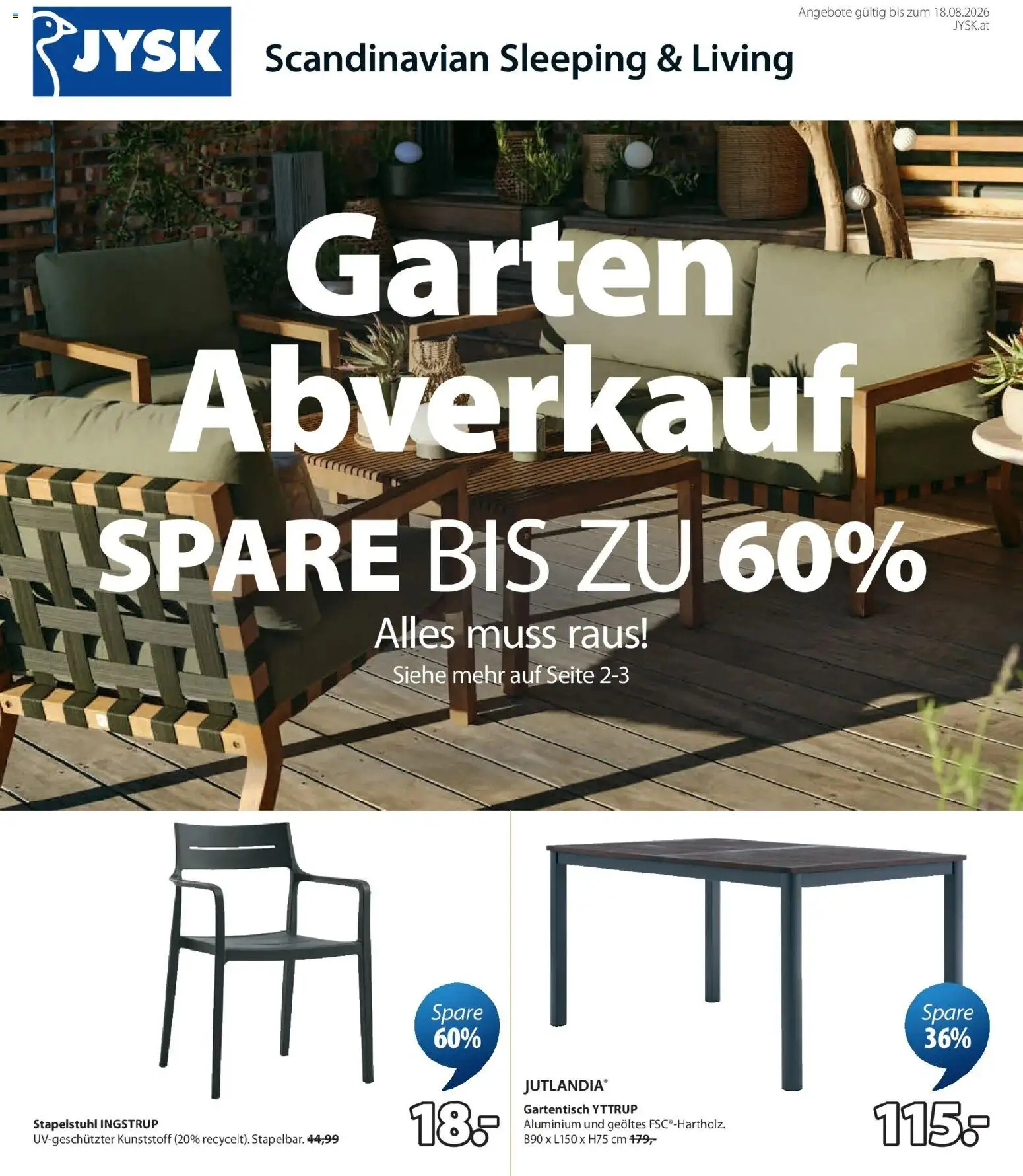 JYSK Garten Abverkauf Spare Bis Zu 60% gültig ab 03.08.2026 | Seite: 1