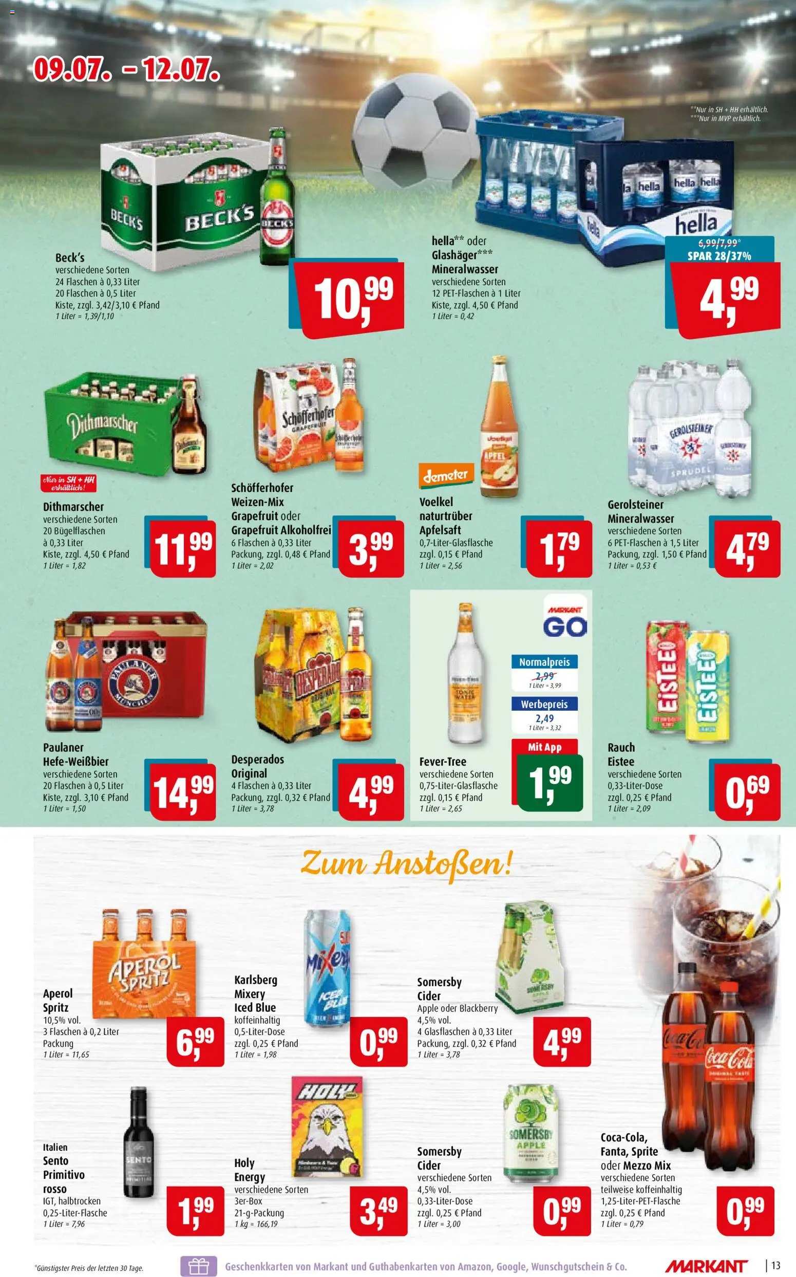 Markant Prospekt – gültig ab 06.07.2026 | Seite: 13 | Produkte: Cola, Energy, Äpfel, Paulaner