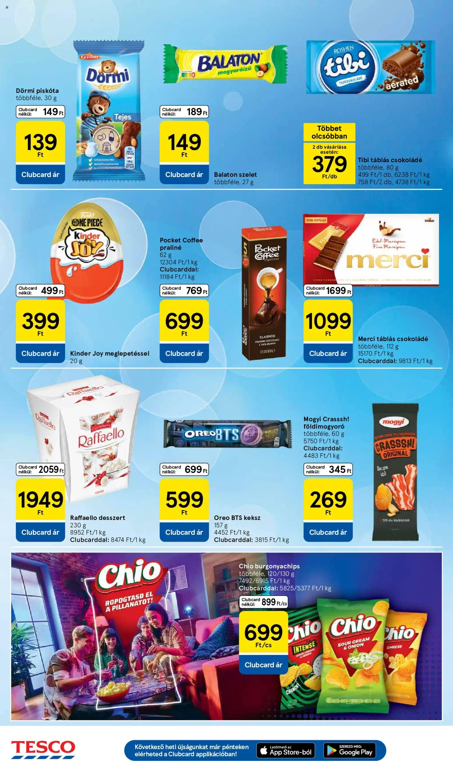 Tesco akciós ujság - amely érvényes a következő dátumtól: 2026.10.01. | Oldal: 22 | Termékek: Tejcsokoládé, Kinder, Földimogyoró, Keksz