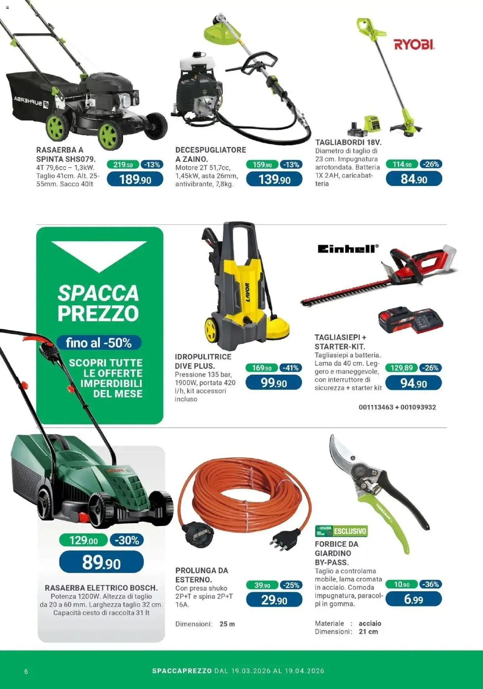 Volantino CFadda del 19.03.2026 | Pagina: 6 | Prodotti: Tagliasiepi, Rasaerba, Decespugliatore, Forbice