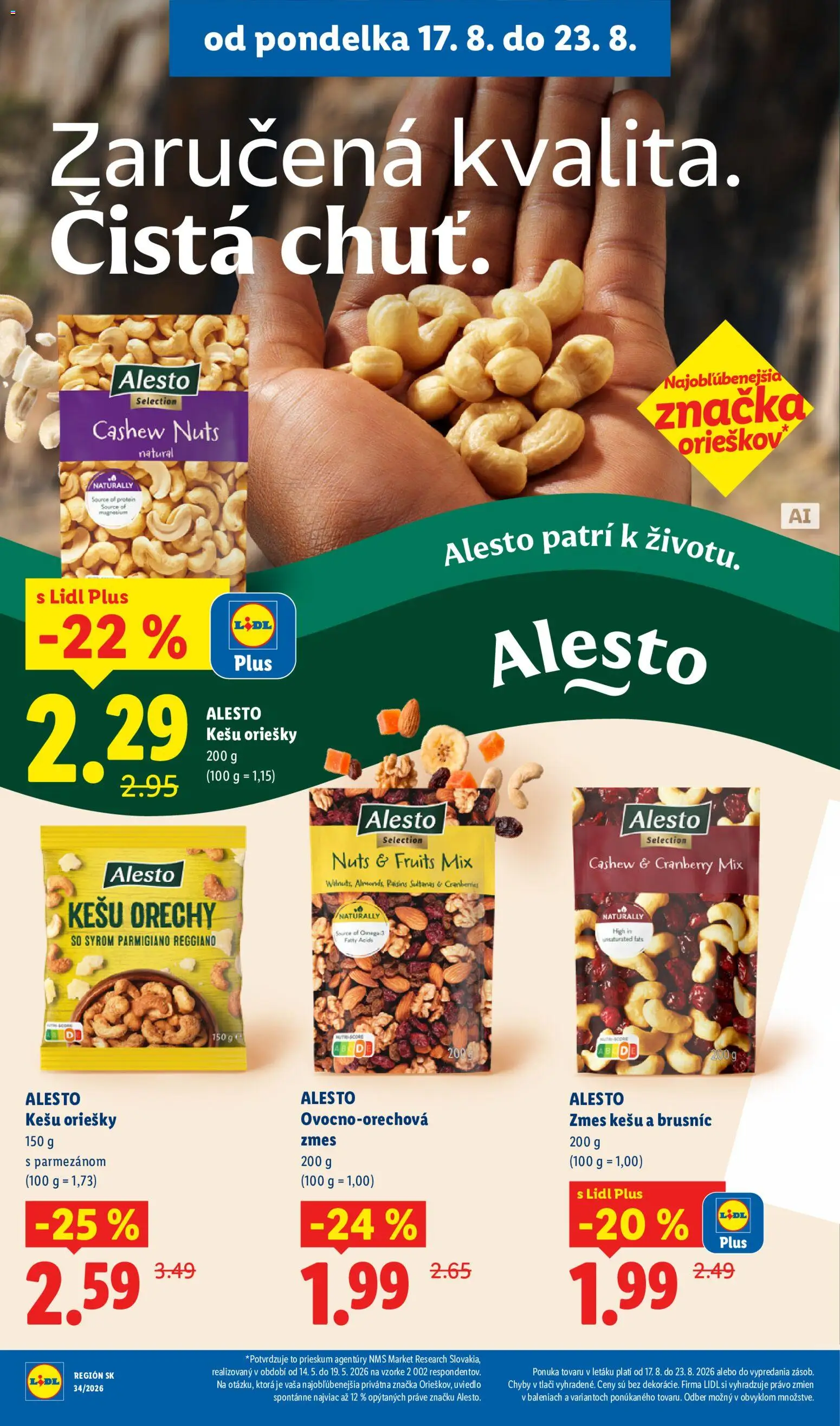 Nové Lidl akcie – leták je platný od 17.08.2026 | Strana: 38 | Produkty: Protein, Orechy, Kešu, Parmigiano Reggiano