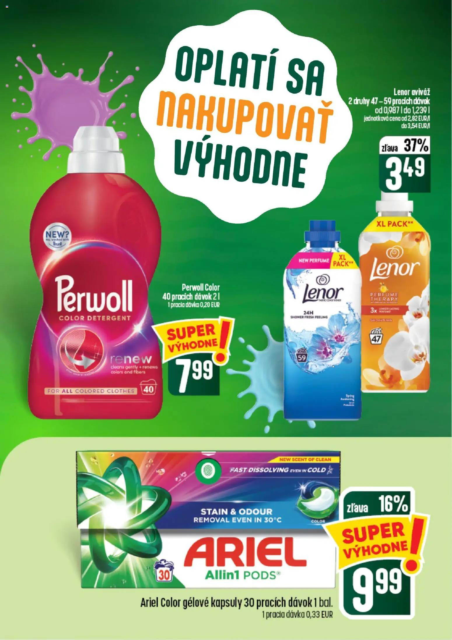 Nové COOP Jednota akcie – leták je platný od 24.09.2026 | Strana: 53 | Produkty: Perwoll, Aviváž, Ariel, Lenor